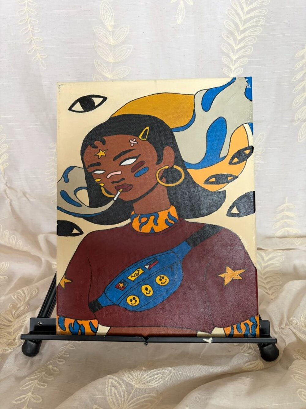 Hand Painted Colorful Abstract Woman Eclectic Acrylic Canvas 11x14